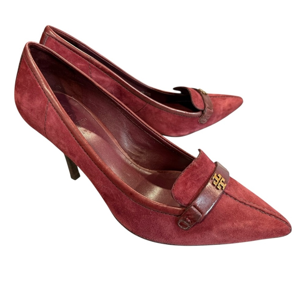 Tory Burch Burgundy Suede Leather Loafer Pumps – Size 10M